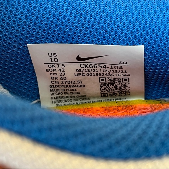 Nike Dunk Low Disrupt Supa Sneakers Multicolor White Orange Blue W10 M8.5 - Picture 7 of 10